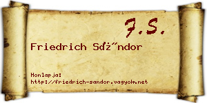 Friedrich Sándor névjegykártya